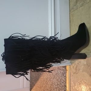 New black fringe boots